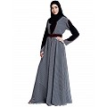 Double layered umbrella abaya-  Black-White Double layered umbrella abaya-  Black-White